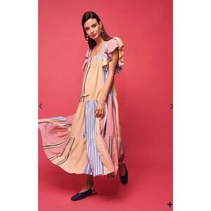 Nema Olivia dress sz s/m maxi tiered patchwork dress